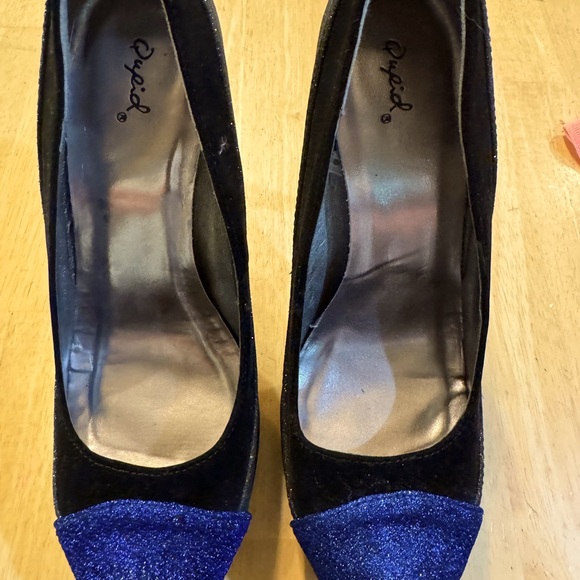 Black glitter heels with blue accent - Picture 2 of 3